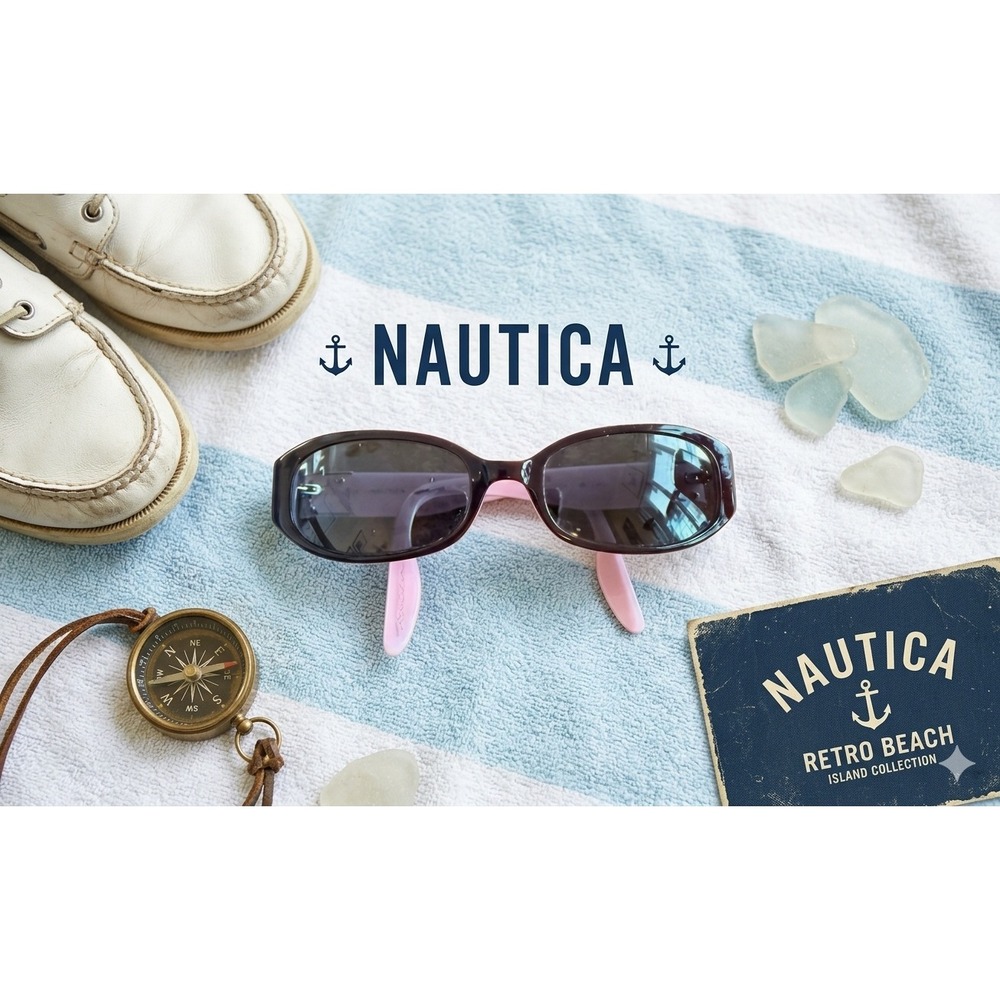 Y2K‎ Nautica Dark Blue & Pink Polarized Shades Retro Preppy Streetwear Aesthetic